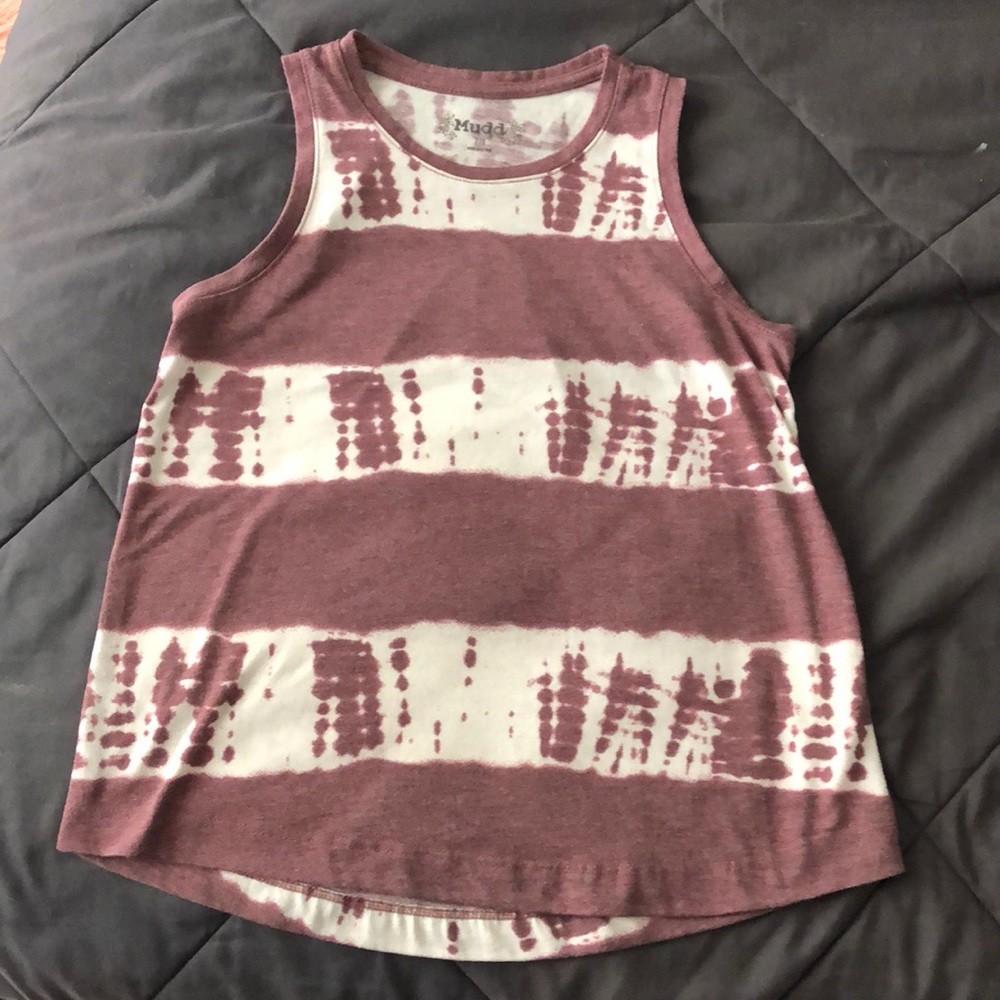 Kohl’s burgundy striped bleach dyed tank